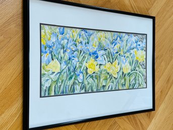 Original Watercolor Painting Iris And Daffodils