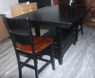 Black Table Solid Wood Fold Down Drawer On Side