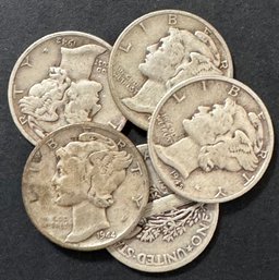 5 Mercury Dimes Miscellaneous Dates