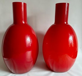 2 Ethan Allen Ensemble Large Glass Vases