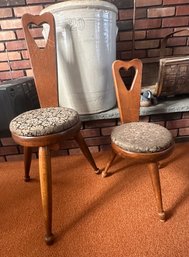 Beautiful Vintage Hand Made Wooden Mother & Daughter Chairs