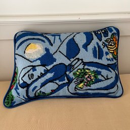 Needlepoint Blue Cubist Embrace Pillow