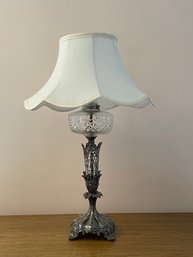 Vintage Lamp Silver With Crystal Base
