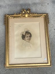 VICTORIAN PORTRAIT OF A GIRL IN GILTWOOD FRAME