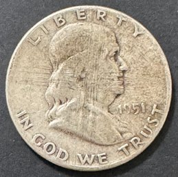 1951 Benjamin Franklin Silver Half Dollar