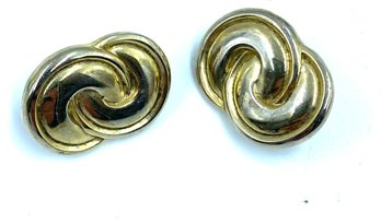 Signed Marino Interlocking Silver Circle Earrings