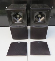 Pair Of Black Klipsch 75 Watt Bookshelf Speakers With Magnetic Detachable Grilles...