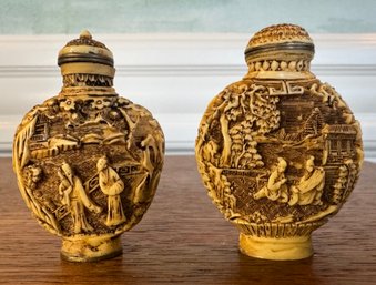 Antique Incredibly Ornate Pair Of Chinese Snuff Bottles