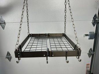 Kitchen Hanging Pot Rack With Hooks And Chains