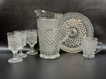 An Assortment Of Vintage Pressed Glass By Anchor Hocking, Wexford Pattern