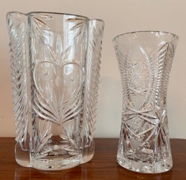 Pair Of Cut Crystal Vases