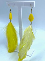 Fun & Flirty Yellow Feather Earrings