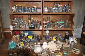 Workbench Full Of Miscellaneous Nut, Bolts, Etc.