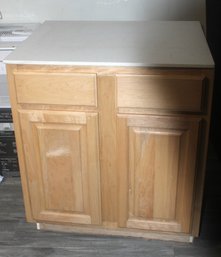 Kitchen /bathroom Cabinet W/ Countertop And 2 Drawer Storage