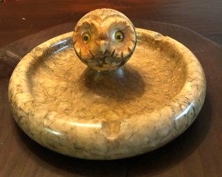 Italian Alabaster Owl Ashtray - Big And Heavy!