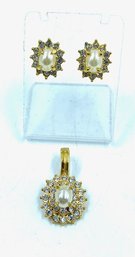 Designer Signed Pendant & Earring Set By Roman