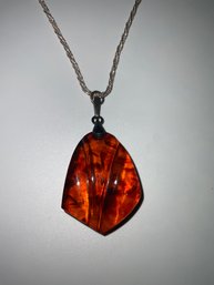 Huge Vintage Amber Pendant Necklace