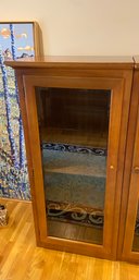 Lot 1 - Beveled Glass Entertainment Unit End Cabinet 25x21x53 4 Shelves 1 With Glass