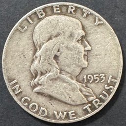 1953-D Benjamin Franklin Silver Half Dollar