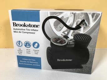 Brand New BROOKSTONE Portable / Mini Air Compressor / Tire Inflator - 300 PSI - 80 Watts Runs On Car Plug !