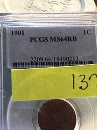 INDIAN HEAD  1901 1C MS64 RB PCGS