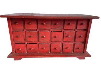 Vintage Distressed Red Wooden Apothecary