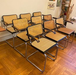 9 Marcel Breuer B64 Armchairs With Caned Seats & Chrome Legs, 1 Without Arms, With Original 1964 Receipt