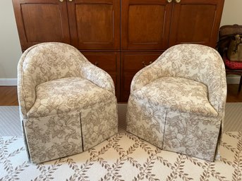 Pair Of Floral Club Chairs