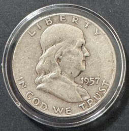 1957-D Benjamin Franklin Silver Half Dollar