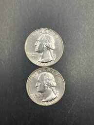 2 1964-D Uncirculated Washington Silver Quarters