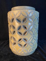 Large Floral Carved Ceramic Jar 1 Of 2