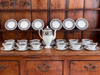 Wedgwood Florentine Dark Blue Coffee/ Tea Set - Service For 12