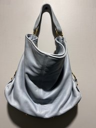 Borsetta Milano Pale Blue Tumbled Leather Hobo Handbag