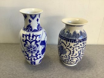 Blue And White Vase Lot Of 2