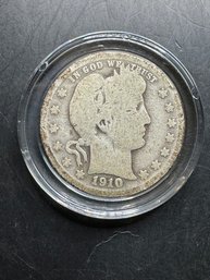 1910 Barber Silver Quarter