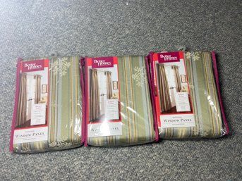 NEW/UNUSED Better Homes And Gardens 'Pavilion Stripe' Window Panel Curtains: Lot Of Three (3) Sets (54'Wx84'L)