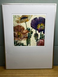 Large Framed And Mounted Print Entitled 'Poppies I' 30/70. By Sharon Bliss @97. 26 1/4' X 34 14'.