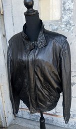 Bally Men's Black Leather Jacket- Size 38