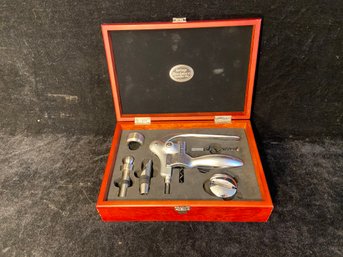 Brookstone Wine Opener Set With Wood Case