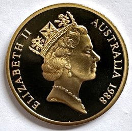 1988 Queen Elizabeth II Australian 5 Dollar Coin In Box