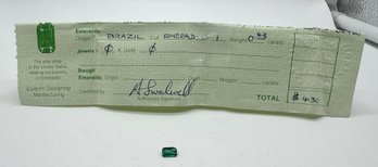 Vintage Certified Emerald 0.43 Carat From Brazil - From Emeralds International