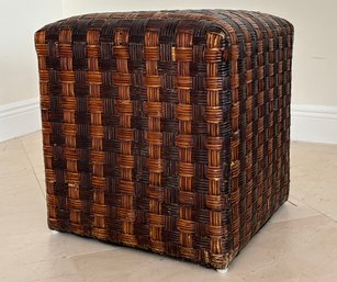 A Woven Reed Ottoman