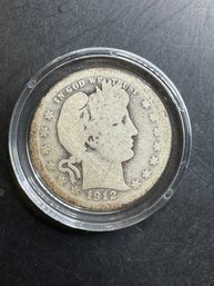 1912 Barber Silver Quarter