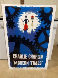Charlie Chaplin. 'Modern Times' Poster Dry Mounted. Measures 27' X 40'
