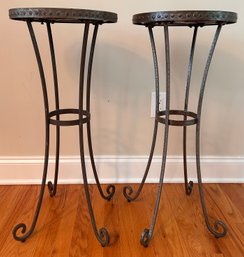 Handmade Wrought Iron And Stone Top Plant Stands