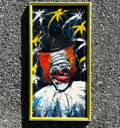 A Vintage Oil On Canvas, Abstract Clown, Unsigned