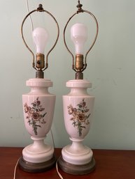 Pair Of Vintage Porcelain Table Lamps. 24' Tall