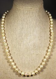 Fine Sterling Silver Clasp On Genuine Cultured Pearl Necklace 18' Long