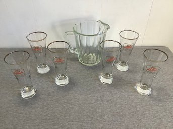 Straub Brewery Beer Glass And Pitcher Lot