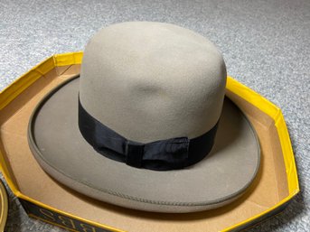 NEVER USED Vintage Dobbs Fifth Ave. Bowler/Derby Hat #1 (Light Grey/Black Accent)